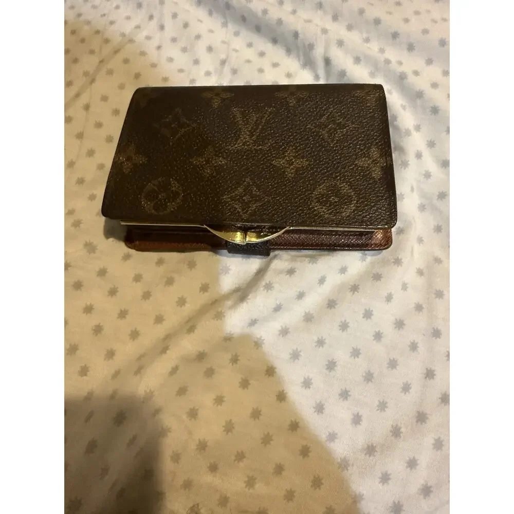 Louis Vuitton Brown Monogram Wallet with Kiss Lock